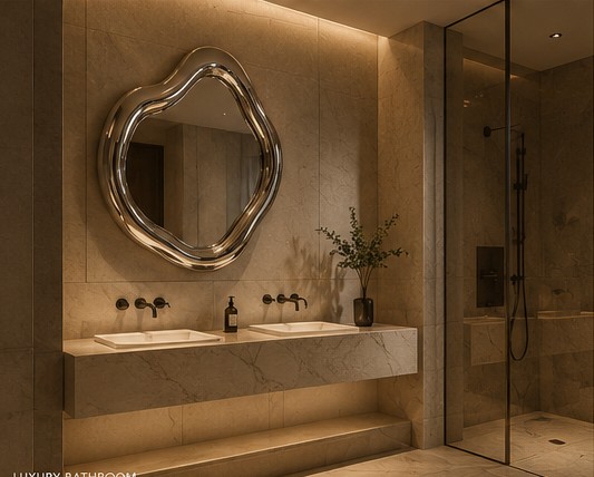 BLOWNMIRROR above a bathroom vanity